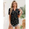 image:imageZeagoo Women Blouses Puff Short Sleeve Tops V Neck Dressy Casual Spring Shirts Boho Floral Cute Clothes 2026Jh601black