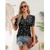 image:imageZeagoo Women Blouses Puff Short Sleeve Tops V Neck Dressy Casual Spring Shirts Boho Floral Cute Clothes 2026Jh601black