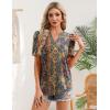 image:imageZeagoo Women Blouses Puff Short Sleeve Tops V Neck Dressy Casual Spring Shirts Boho Floral Cute Clothes 2026Mz721multicolored