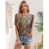 image:imageZeagoo Women Blouses Puff Short Sleeve Tops V Neck Dressy Casual Spring Shirts Boho Floral Cute Clothes 2026Mz721multicolored