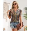 image:imageZeagoo Women Blouses Puff Short Sleeve Tops V Neck Dressy Casual Spring Shirts Boho Floral Cute Clothes 2026Mz721multicolored