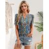 image:imageZeagoo Women Blouses Puff Short Sleeve Tops V Neck Dressy Casual Spring Shirts Boho Floral Cute Clothes 2026Mz779multicolored