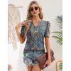 image:imageZeagoo Women Blouses Puff Short Sleeve Tops V Neck Dressy Casual Spring Shirts Boho Floral Cute Clothes 2026Mz779multicolored