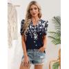 image:imageZeagoo Women Blouses Puff Short Sleeve Tops V Neck Dressy Casual Spring Shirts Boho Floral Cute Clothes 2026Sf103navy