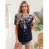 image:imageZeagoo Women Blouses Puff Short Sleeve Tops V Neck Dressy Casual Spring Shirts Boho Floral Cute Clothes 2026Sf103navy
