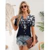 image:imageZeagoo Women Blouses Puff Short Sleeve Tops V Neck Dressy Casual Spring Shirts Boho Floral Cute Clothes 2026Sf103navy