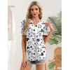 image:imageZeagoo Women Blouses Puff Short Sleeve Tops V Neck Dressy Casual Spring Shirts Boho Floral Cute Clothes 2026Sf291white