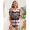 image:imageZeagoo Women Blouses Puff Short Sleeve Tops V Neck Dressy Casual Spring Shirts Boho Floral Cute Clothes 2026Tz245stripe
