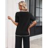 image:imageZeagoo Womens Short Sleeve Sweater 2026 Spring Summer Tops Lightweight Casual V Neck Sweaters Dressy Work Blouses ClothesA Blackwhite
