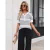 image:imageZeagoo Womens Short Sleeve Sweater 2026 Spring Summer Tops Lightweight Casual V Neck Sweaters Dressy Work Blouses ClothesA Blackwhite Stripe