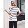 image:imageZeagoo Womens Short Sleeve Sweater 2026 Spring Summer Tops Lightweight Casual V Neck Sweaters Dressy Work Blouses ClothesA Blackwhite Stripe