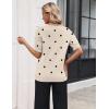 image:imageZeagoo Womens Short Sleeve Sweater 2026 Spring Summer Tops Lightweight Casual V Neck Sweaters Dressy Work Blouses ClothesA Polka Dotkhaki