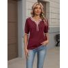 image:imageZeagoo Womens Short Sleeve Sweater 2026 Spring Summer Tops Lightweight Casual V Neck Sweaters Dressy Work Blouses ClothesA Redwhite