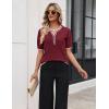 image:imageZeagoo Womens Short Sleeve Sweater 2026 Spring Summer Tops Lightweight Casual V Neck Sweaters Dressy Work Blouses ClothesA Redwhite