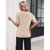 image:imageZeagoo Womens Short Sleeve Sweater 2026 Spring Summer Tops Lightweight Casual V Neck Sweaters Dressy Work Blouses ClothesApricot