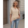 image:imageZeagoo Womens Short Sleeve Sweater 2026 Spring Summer Tops Lightweight Casual V Neck Sweaters Dressy Work Blouses ClothesApricot