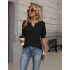 image:imageZeagoo Womens Short Sleeve Sweater 2026 Spring Summer Tops Lightweight Casual V Neck Sweaters Dressy Work Blouses ClothesBlack