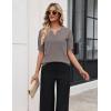 image:imageZeagoo Womens Short Sleeve Sweater 2026 Spring Summer Tops Lightweight Casual V Neck Sweaters Dressy Work Blouses ClothesCamel