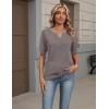 image:imageZeagoo Womens Short Sleeve Sweater 2026 Spring Summer Tops Lightweight Casual V Neck Sweaters Dressy Work Blouses ClothesCamel