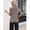 image:imageZeagoo Womens Short Sleeve Sweater 2026 Spring Summer Tops Lightweight Casual V Neck Sweaters Dressy Work Blouses ClothesCamel