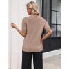 image:imageZeagoo Womens Short Sleeve Sweater 2026 Spring Summer Tops Lightweight Casual V Neck Sweaters Dressy Work Blouses ClothesKhaki