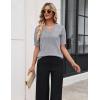 image:imageZeagoo Womens Short Sleeve Sweater 2026 Spring Summer Tops Lightweight Casual V Neck Sweaters Dressy Work Blouses ClothesLight Grey