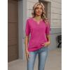 image:imageZeagoo Womens Short Sleeve Sweater 2026 Spring Summer Tops Lightweight Casual V Neck Sweaters Dressy Work Blouses ClothesRose Red