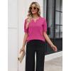 image:imageZeagoo Womens Short Sleeve Sweater 2026 Spring Summer Tops Lightweight Casual V Neck Sweaters Dressy Work Blouses ClothesRose Red