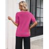 image:imageZeagoo Womens Short Sleeve Sweater 2026 Spring Summer Tops Lightweight Casual V Neck Sweaters Dressy Work Blouses ClothesRose Red
