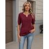 image:imageZeagoo Womens Short Sleeve Sweater 2026 Spring Summer Tops Lightweight Casual V Neck Sweaters Dressy Work Blouses ClothesWine Red