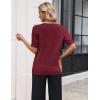 image:imageZeagoo Womens Short Sleeve Sweater 2026 Spring Summer Tops Lightweight Casual V Neck Sweaters Dressy Work Blouses ClothesWine Red