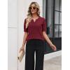 image:imageZeagoo Womens Short Sleeve Sweater 2026 Spring Summer Tops Lightweight Casual V Neck Sweaters Dressy Work Blouses ClothesWine Red