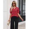 image:imageZeagoo Womens Short Sleeve Sweater 2026 Spring Summer Tops Lightweight Casual V Neck Sweaters Dressy Work Blouses ClothesZ Red Heart