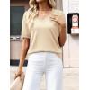 image:imageZeagoo Womens Short Sleeve Sweaters 2026 Summer Lightweight V Neck Pullover Tops Dressy Business Casual Blouses ClothesBeige