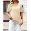 image:imageZeagoo Womens Short Sleeve Sweaters 2026 Summer Lightweight V Neck Pullover Tops Dressy Business Casual Blouses ClothesBeige