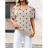 image:imageZeagoo Womens Short Sleeve Sweaters 2026 Summer Lightweight V Neck Pullover Tops Dressy Business Casual Blouses ClothesBeige Black Heart