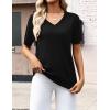 image:imageZeagoo Womens Short Sleeve Sweaters 2026 Summer Lightweight V Neck Pullover Tops Dressy Business Casual Blouses ClothesBlack
