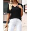 image:imageZeagoo Womens Short Sleeve Sweaters 2026 Summer Lightweight V Neck Pullover Tops Dressy Business Casual Blouses ClothesBlack