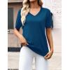 image:imageZeagoo Womens Short Sleeve Sweaters 2026 Summer Lightweight V Neck Pullover Tops Dressy Business Casual Blouses ClothesBlue