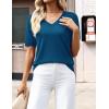 image:imageZeagoo Womens Short Sleeve Sweaters 2026 Summer Lightweight V Neck Pullover Tops Dressy Business Casual Blouses ClothesBlue