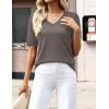 image:imageZeagoo Womens Short Sleeve Sweaters 2026 Summer Lightweight V Neck Pullover Tops Dressy Business Casual Blouses ClothesCoffee