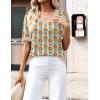 image:imageZeagoo Womens Short Sleeve Sweaters 2026 Summer Lightweight V Neck Pullover Tops Dressy Business Casual Blouses ClothesFloral Apricot