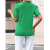 image:imageZeagoo Womens Short Sleeve Sweaters 2026 Summer Lightweight V Neck Pullover Tops Dressy Business Casual Blouses ClothesGreen