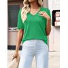 image:imageZeagoo Womens Short Sleeve Sweaters 2026 Summer Lightweight V Neck Pullover Tops Dressy Business Casual Blouses ClothesGreen
