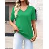 image:imageZeagoo Womens Short Sleeve Sweaters 2026 Summer Lightweight V Neck Pullover Tops Dressy Business Casual Blouses ClothesGreen
