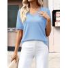 image:imageZeagoo Womens Short Sleeve Sweaters 2026 Summer Lightweight V Neck Pullover Tops Dressy Business Casual Blouses ClothesLight Blue