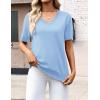 image:imageZeagoo Womens Short Sleeve Sweaters 2026 Summer Lightweight V Neck Pullover Tops Dressy Business Casual Blouses ClothesLight Blue