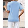 image:imageZeagoo Womens Short Sleeve Sweaters 2026 Summer Lightweight V Neck Pullover Tops Dressy Business Casual Blouses ClothesLight Blue