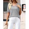 image:imageZeagoo Womens Short Sleeve Sweaters 2026 Summer Lightweight V Neck Pullover Tops Dressy Business Casual Blouses ClothesLight Gray