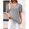image:imageZeagoo Womens Short Sleeve Sweaters 2026 Summer Lightweight V Neck Pullover Tops Dressy Business Casual Blouses ClothesLight Gray